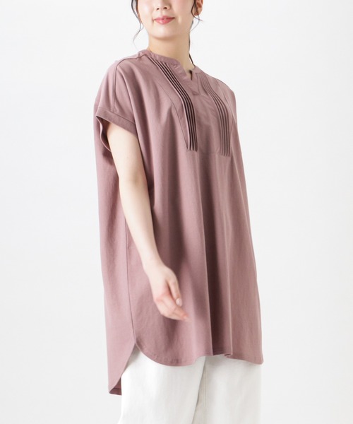 NAVY(ネイビー)の「SARARI 冷感ピンタックプルオーバー シャツブラウス(シャツ/ブラウス・レディース・チャコール/ピンク/ベージュ/グリーン・フリー)」の4枚目の写真