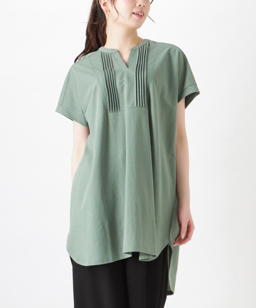 NAVY(ネイビー)の「SARARI 冷感ピンタックプルオーバー シャツブラウス(シャツ/ブラウス・レディース・チャコール/ピンク/ベージュ/グリーン・フリー)」の3枚目の写真