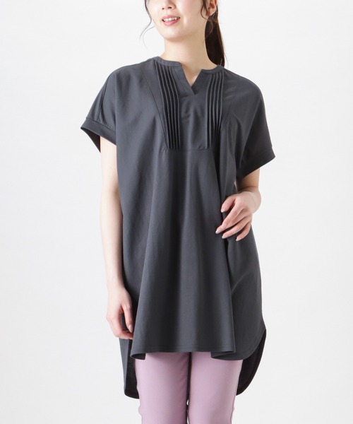 NAVY(ネイビー)の「SARARI 冷感ピンタックプルオーバー シャツブラウス(シャツ/ブラウス・レディース・チャコール/ピンク/ベージュ/グリーン・フリー)」の1枚目の写真