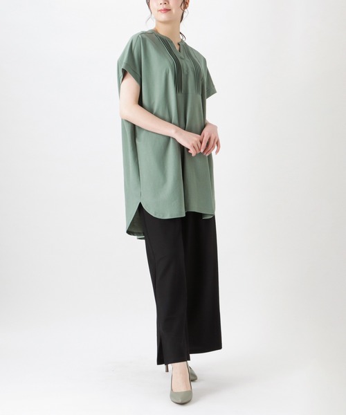 NAVY(ネイビー)の「SARARI 冷感ピンタックプルオーバー シャツブラウス(シャツ/ブラウス・レディース・チャコール/ピンク/ベージュ/グリーン・フリー)」の9枚目の写真
