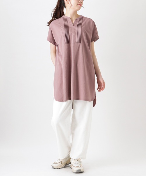 NAVY(ネイビー)の「SARARI 冷感ピンタックプルオーバー シャツブラウス(シャツ/ブラウス・レディース・チャコール/ピンク/ベージュ/グリーン・フリー)」の5枚目の写真