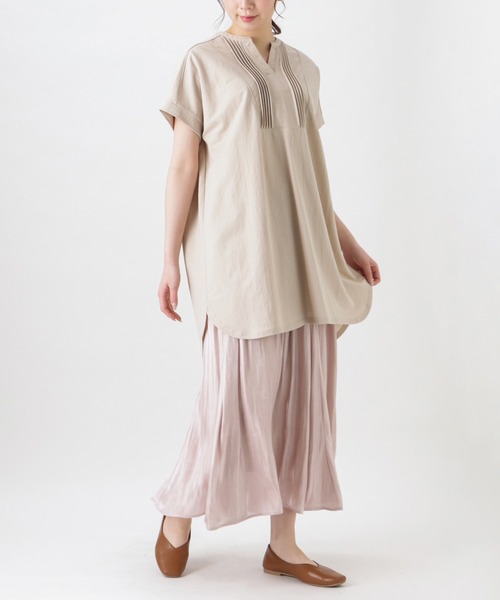 NAVY(ネイビー)の「SARARI 冷感ピンタックプルオーバー シャツブラウス(シャツ/ブラウス・レディース・チャコール/ピンク/ベージュ/グリーン・フリー)」の6枚目の写真