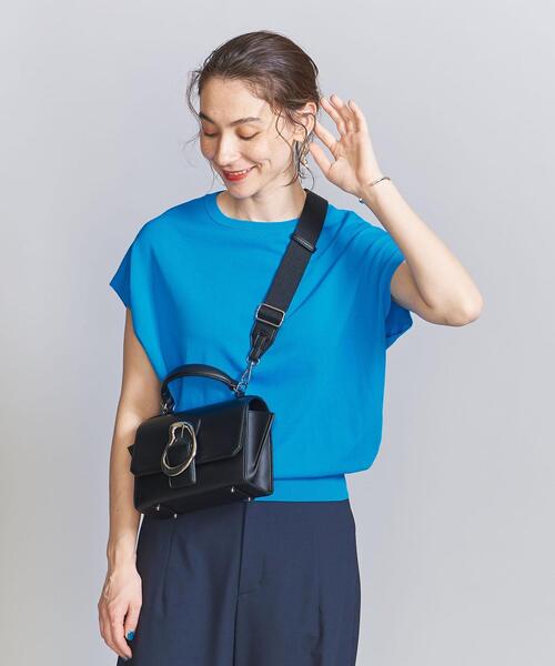 BEAUTY&YOUTH UNITED ARROWS（ビューティーアンドユースユナイテッドアローズ）の「レーヨンナイロン フレンチスリーブニットプルオーバー -ウォッシャブル-（ニット/セーター・レディース・ブラック/オフホワイト/ターコイズブルー/その他1・FREE）」の4枚目の写真