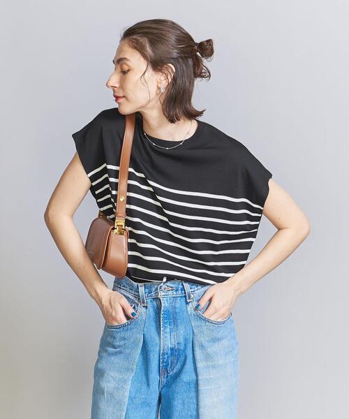 BEAUTY&YOUTH UNITED ARROWS（ビューティーアンドユースユナイテッドアローズ）の「レーヨンナイロン フレンチスリーブニットプルオーバー -ウォッシャブル-（ニット/セーター・レディース・ブラック/オフホワイト/ターコイズブルー/その他1・FREE）」の9枚目の写真