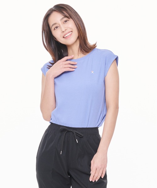 Arnold Palmer（アーノルドパーマー）の「ランダム リブ フレンチスリーブ UV トップス（Tシャツ/カットソー・レディース・ブルー/イエロー/ホワイト・L/M/S）」の3枚目の写真