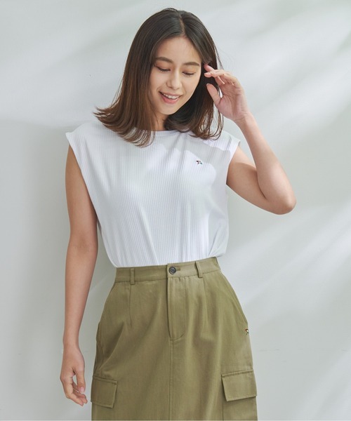 Arnold Palmer（アーノルドパーマー）の「ランダム リブ フレンチスリーブ UV トップス（Tシャツ/カットソー・レディース・ブルー/イエロー/ホワイト・L/M/S）」の9枚目の写真