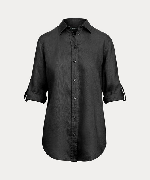 LAUREN RALPH LAUREN(ローレン ラルフ ローレン)の「リネン シャツ(シャツ/ブラウス・レディース・ブラック系1・L/XXS/XS/S/M/XL)」の4枚目の写真