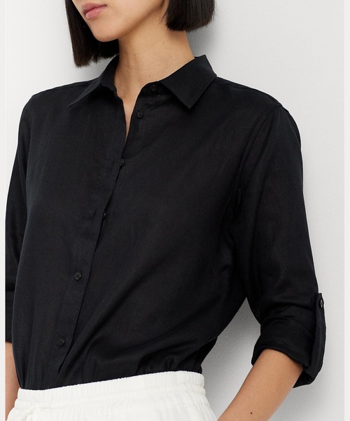 LAUREN RALPH LAUREN(ローレン ラルフ ローレン)の「リネン シャツ(シャツ/ブラウス・レディース・ブラック系1・L/XXS/XS/S/M/XL)」の7枚目の写真