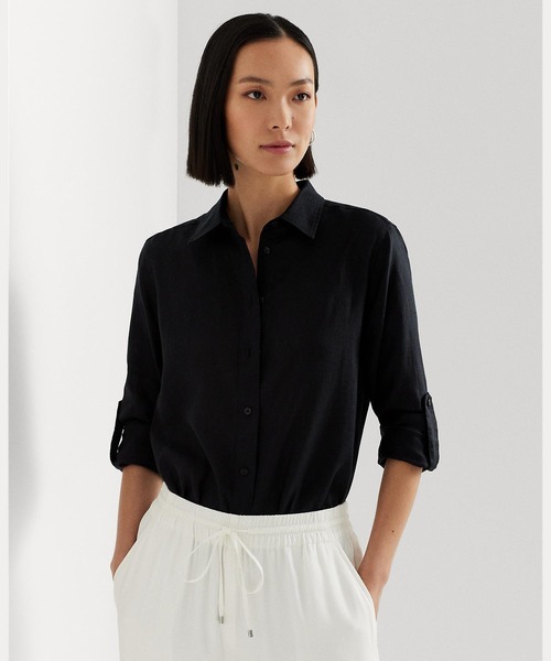 LAUREN RALPH LAUREN(ローレン ラルフ ローレン)の「リネン シャツ(シャツ/ブラウス・レディース・ブラック系1・L/XXS/XS/S/M/XL)」の8枚目の写真