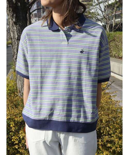 BEVERLY HILLS POLO CLUB（ビバリーヒルズポロクラブ）の「B.H　POLO　CLUB　鹿の子ポロシャツ（シャツ/ブラウス・レディース・ブラック系その他4/ブラック/グリーン/ブルー系その他・FREE）」の5枚目の写真