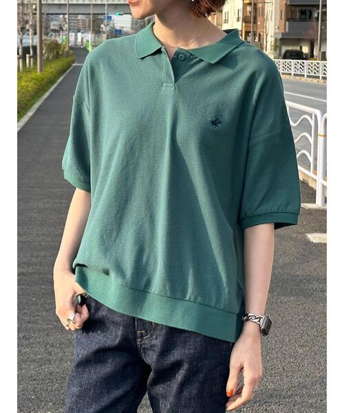 BEVERLY HILLS POLO CLUB（ビバリーヒルズポロクラブ）の「B.H　POLO　CLUB　鹿の子ポロシャツ（シャツ/ブラウス・レディース・ブラック系その他4/ブラック/グリーン/ブルー系その他・FREE）」の4枚目の写真