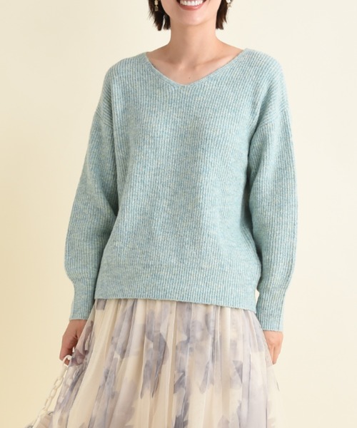 INTERPLANET（インタープラネット）の「Ｖネック畦編みヤクタッチニット（ニット/セーター・レディース・グリーン/イエロー/グレー/ナチュラル・FREE）」の3枚目の写真