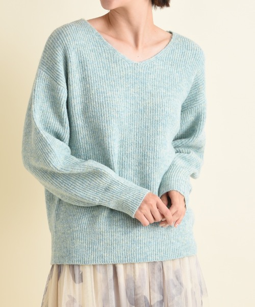 INTERPLANET（インタープラネット）の「Ｖネック畦編みヤクタッチニット（ニット/セーター・レディース・グリーン/イエロー/グレー/ナチュラル・FREE）」の8枚目の写真