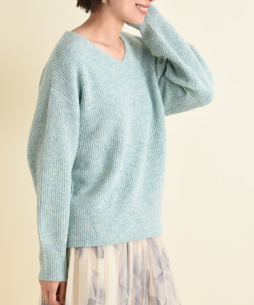 INTERPLANET（インタープラネット）の「Ｖネック畦編みヤクタッチニット（ニット/セーター・レディース・グリーン/イエロー/グレー/ナチュラル・FREE）」の9枚目の写真