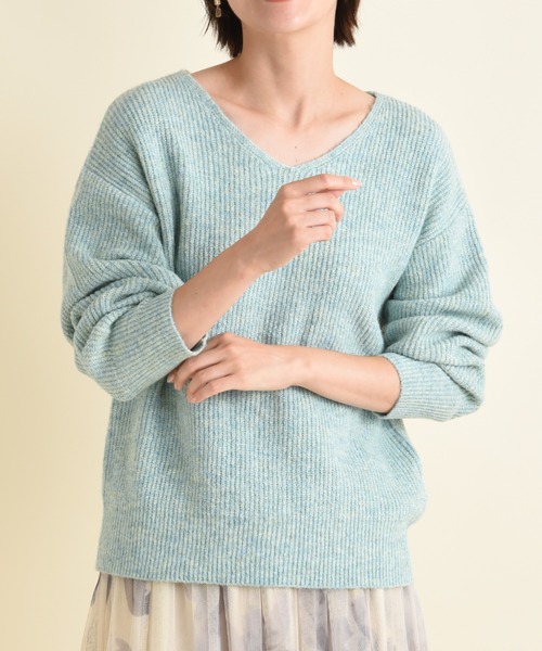 INTERPLANET（インタープラネット）の「Ｖネック畦編みヤクタッチニット（ニット/セーター・レディース・グリーン/イエロー/グレー/ナチュラル・FREE）」の13枚目の写真