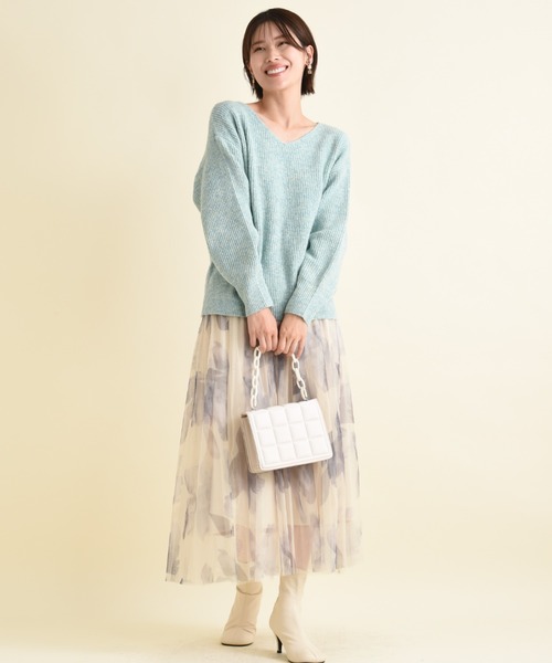 INTERPLANET（インタープラネット）の「Ｖネック畦編みヤクタッチニット（ニット/セーター・レディース・グリーン/イエロー/グレー/ナチュラル・FREE）」の15枚目の写真