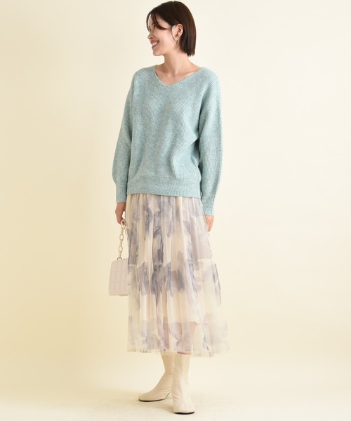 INTERPLANET（インタープラネット）の「Ｖネック畦編みヤクタッチニット（ニット/セーター・レディース・グリーン/イエロー/グレー/ナチュラル・FREE）」の20枚目の写真