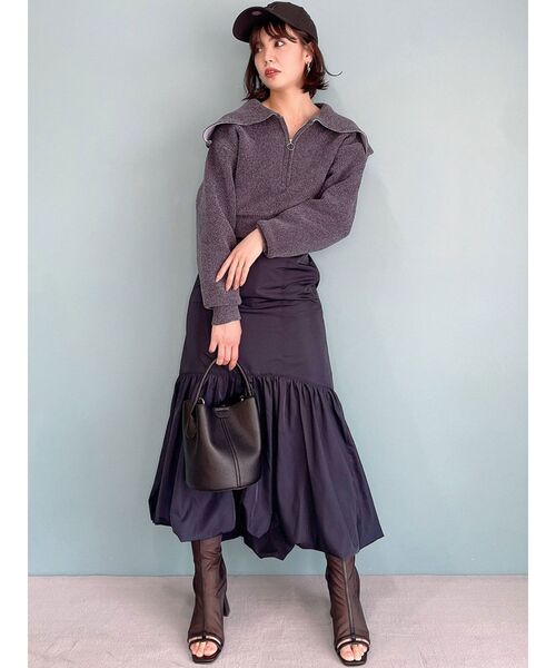 dazzlin（ダズリン）の「オーバーカラーZIPニットトップス（ニット/セーター・レディース・オフホワイト/チャコールグレー/ブルー・FREE）」の20枚目の写真