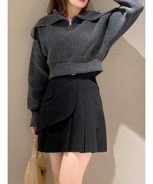 dazzlin | オーバーカラーZIPニットトップス(ニット/セーター)