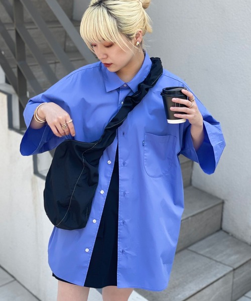 CIAOPANIC（チャオパニック）の「【BNCP】オーバーサイズブロード半袖シャツ（シャツ/ブラウス・レディース・ホワイト/ベージュ/サックスブルー・X-LARGE/XX-LARGE）」の3枚目の写真