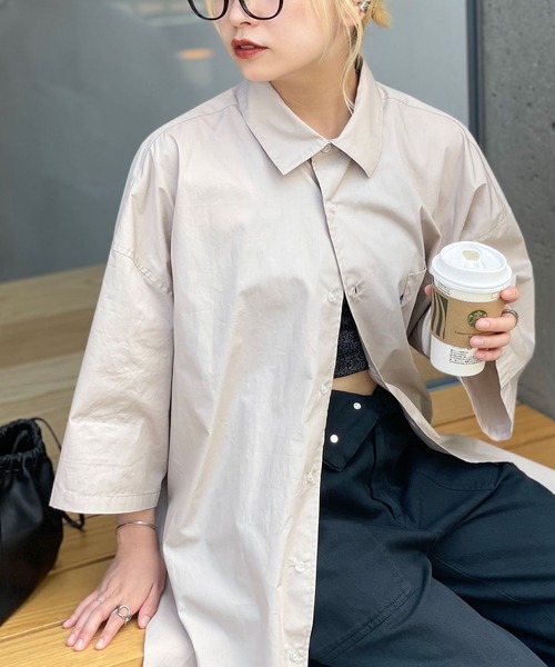 CIAOPANIC（チャオパニック）の「【BNCP】オーバーサイズブロード半袖シャツ（シャツ/ブラウス・レディース・ホワイト/ベージュ/サックスブルー・X-LARGE/XX-LARGE）」の15枚目の写真