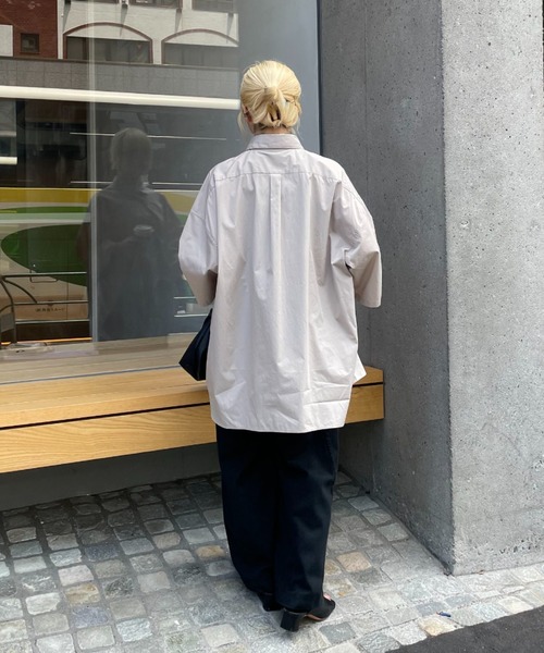 CIAOPANIC（チャオパニック）の「【BNCP】オーバーサイズブロード半袖シャツ（シャツ/ブラウス・レディース・ホワイト/ベージュ/サックスブルー・X-LARGE/XX-LARGE）」の14枚目の写真