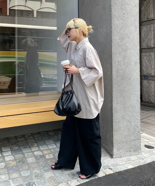 CIAOPANIC（チャオパニック）の「【BNCP】オーバーサイズブロード半袖シャツ（シャツ/ブラウス・レディース・ホワイト/ベージュ/サックスブルー・X-LARGE/XX-LARGE）」の13枚目の写真