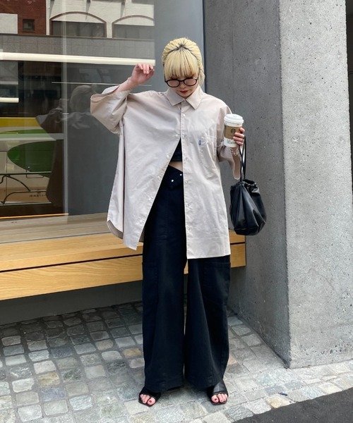 CIAOPANIC（チャオパニック）の「【BNCP】オーバーサイズブロード半袖シャツ（シャツ/ブラウス・レディース・ホワイト/ベージュ/サックスブルー・X-LARGE/XX-LARGE）」の11枚目の写真