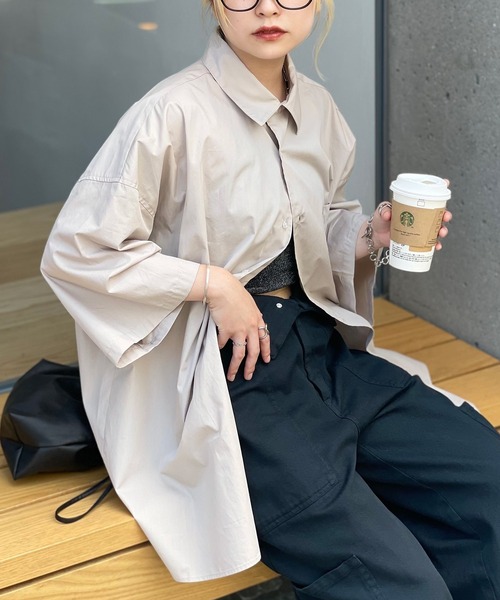 CIAOPANIC（チャオパニック）の「【BNCP】オーバーサイズブロード半袖シャツ（シャツ/ブラウス・レディース・ホワイト/ベージュ/サックスブルー・X-LARGE/XX-LARGE）」の17枚目の写真