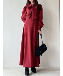 ウエストタックフレアシャツワンピース