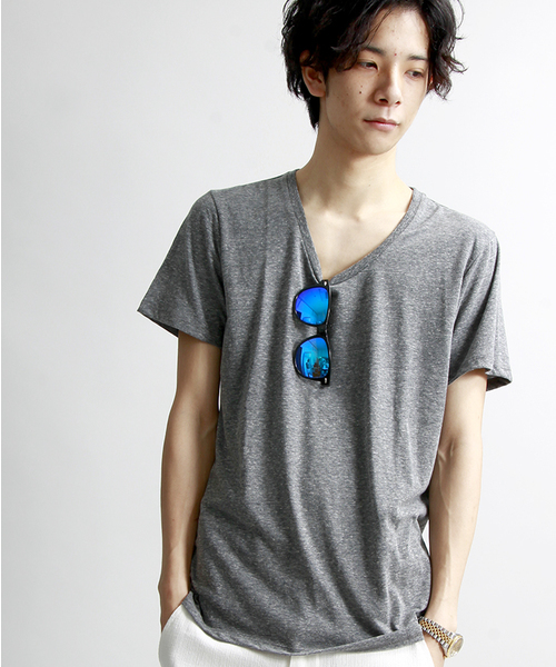 WEGO（ウィゴー）の「WEGO/UネックTシャツ（Tシャツ/カットソー・メンズ・サックスブルー/ブラック/ライトピンク/ホワイト/ライム・SMALL/LARGE/MEDIUM）」の3枚目の写真