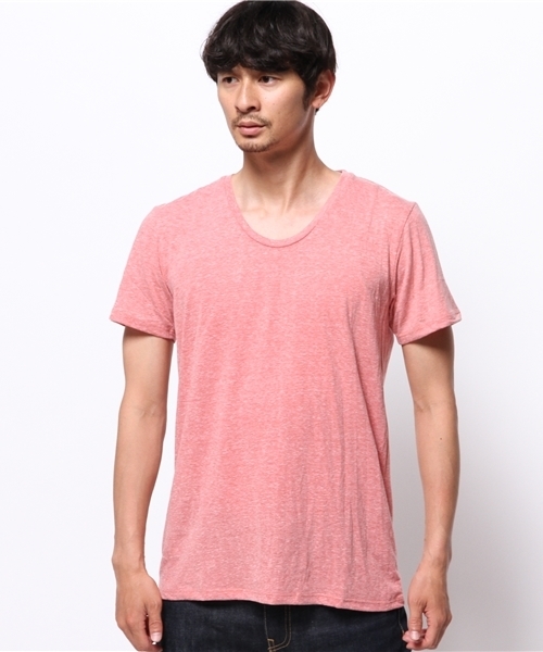 WEGO（ウィゴー）の「WEGO/UネックTシャツ（Tシャツ/カットソー・メンズ・サックスブルー/ブラック/ライトピンク/ホワイト/ライム・SMALL/LARGE/MEDIUM）」の6枚目の写真
