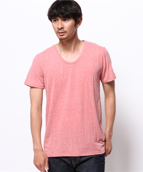 WEGO（ウィゴー）の「WEGO/UネックTシャツ（Tシャツ/カットソー・メンズ・サックスブルー/ブラック/ライトピンク/ホワイト/ライム・SMALL/LARGE/MEDIUM）」の12枚目の写真
