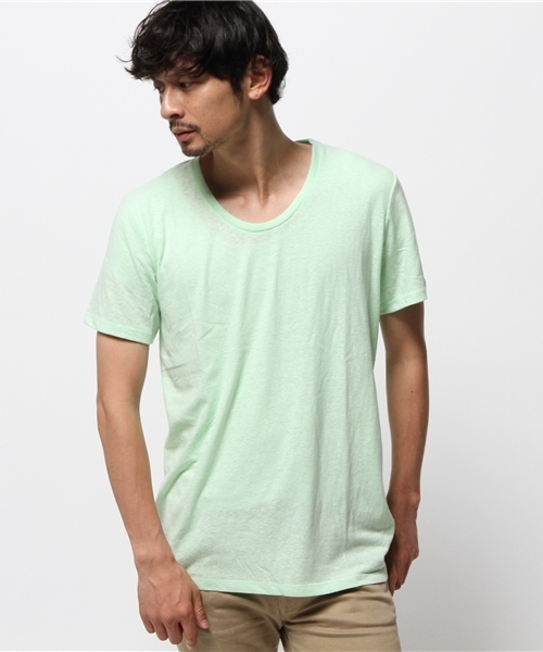WEGO（ウィゴー）の「WEGO/UネックTシャツ（Tシャツ/カットソー・メンズ・サックスブルー/ブラック/ライトピンク/ホワイト/ライム・SMALL/LARGE/MEDIUM）」の16枚目の写真
