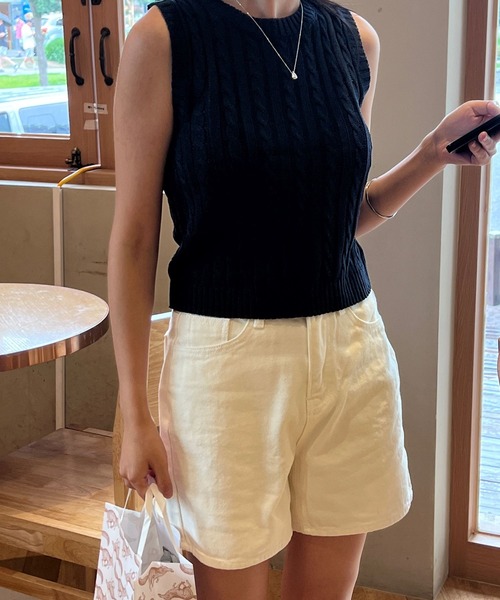 3.3 Field Trip （3.3フィールドトリップ）の「3.3 Field Trip／ケーブルニット 2973400（ニット/セーター・レディース・セージグリーン/ネイビー・FREE）」の15枚目の写真