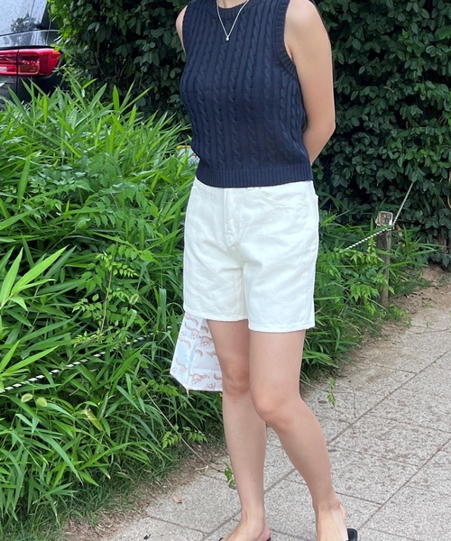 3.3 Field Trip （3.3フィールドトリップ）の「3.3 Field Trip／ケーブルニット 2973400（ニット/セーター・レディース・セージグリーン/ネイビー・FREE）」の10枚目の写真