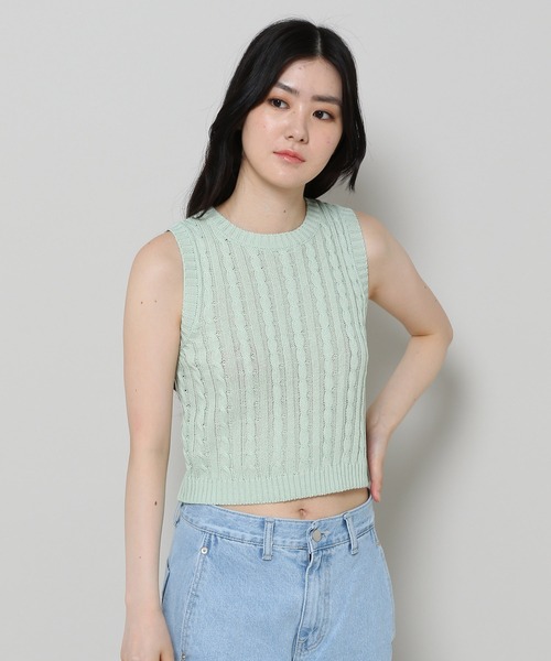 3.3 Field Trip （3.3フィールドトリップ）の「3.3 Field Trip／ケーブルニット 2973400（ニット/セーター・レディース・セージグリーン/ネイビー・FREE）」の19枚目の写真