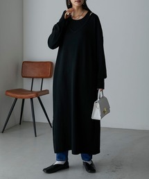 【Anss.me】アメスリタンクトップ&Vネックニットワンピースレイヤードセット