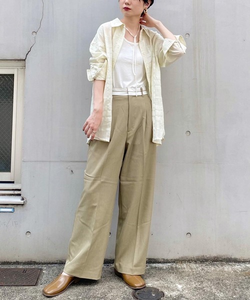 KBF（ケイビーエフ）の「シアーチェックBIGシャツ（シャツ/ブラウス・レディース・ネイビー/アイボリー/オレンジ系その他・ONE）」の4枚目の写真