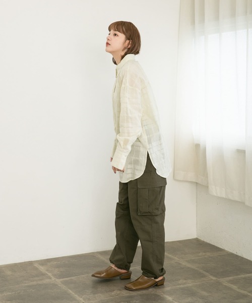 KBF（ケイビーエフ）の「シアーチェックBIGシャツ（シャツ/ブラウス・レディース・ネイビー/アイボリー/オレンジ系その他・ONE）」の13枚目の写真