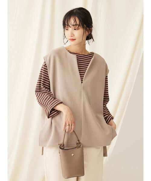 CRAFT STANDARD BOUTIQUE(クラフトスタンダードブティック)の「スキッパーカットベスト(ベスト・レディース・アイボリー/グレイッシュベージュ/ブラック・FREE)」の4枚目の写真