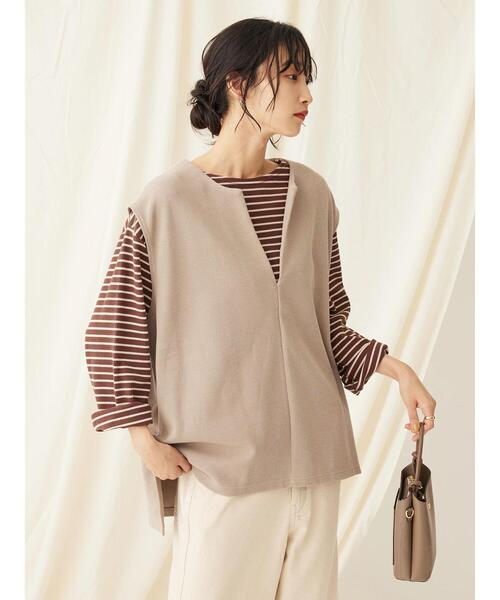 CRAFT STANDARD BOUTIQUE(クラフトスタンダードブティック)の「スキッパーカットベスト(ベスト・レディース・アイボリー/グレイッシュベージュ/ブラック・FREE)」の5枚目の写真
