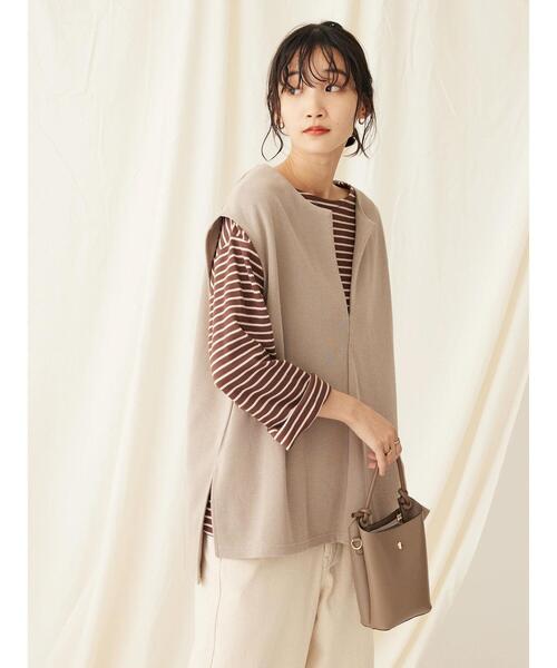 CRAFT STANDARD BOUTIQUE(クラフトスタンダードブティック)の「スキッパーカットベスト(ベスト・レディース・アイボリー/グレイッシュベージュ/ブラック・FREE)」の6枚目の写真