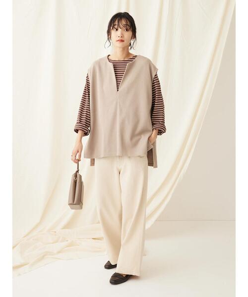 CRAFT STANDARD BOUTIQUE(クラフトスタンダードブティック)の「スキッパーカットベスト(ベスト・レディース・アイボリー/グレイッシュベージュ/ブラック・FREE)」の12枚目の写真