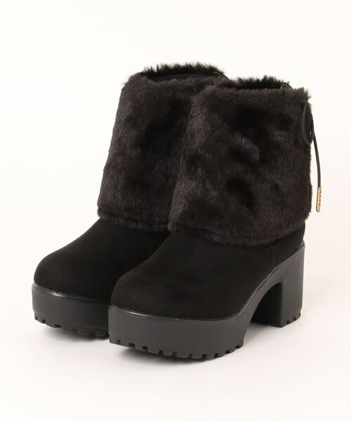 Zipper（ジッパー）の「【Zipper】 厚底ニットショートブーツ（ブーツ・レディース・ベージュ/ブラック・S/M/L/LL）」の2枚目の写真