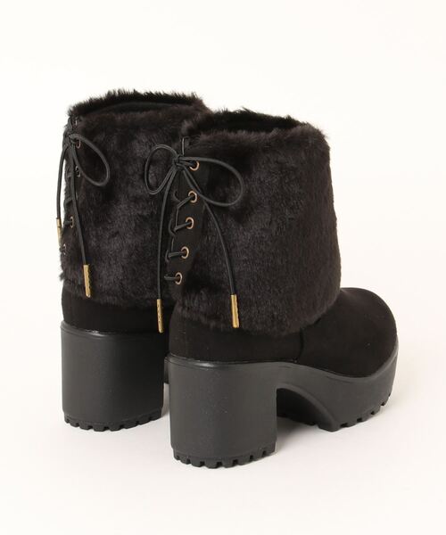 Zipper（ジッパー）の「【Zipper】 厚底ニットショートブーツ（ブーツ・レディース・ベージュ/ブラック・S/M/L/LL）」の3枚目の写真