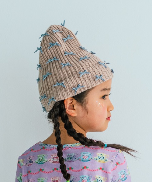 fafa(フェフェ)の「MIA BELLE|ニットキャップ(キャップ・キッズ・グレー/ピンクベージュ・FREE)」の4枚目の写真