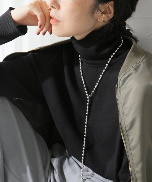 【美品/定価1万】リノ LENO *タートルネックコットンリブカットソー*ONE綿アイボリープルオーバーLENO&Co(25-2504-38)【92D52】 美品/定価1万】リノ LENO *タートルネックコットンリブ