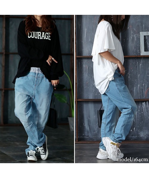 GOLDJAPAN(ゴールドジャパン)の「ウエストリブデニムパンツ『大きいサイズ対応』(デニムパンツ・レディース・ブルー/ワンウォッシュ/ネイビー・3L/4L/LL)」の16枚目の写真