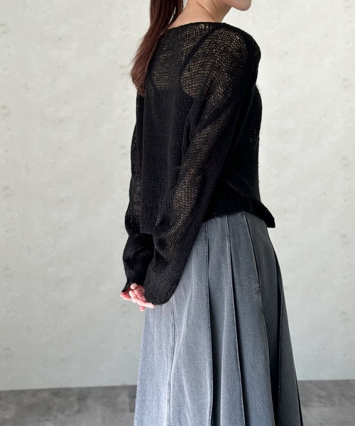 Per sist ence(パーシエンス)の「モヘア透かしクロップドプルオーバー(ニット/セーター・レディース・オフホワイト/グレー/ブルー/ブラック/グリーン・FREE)」の7枚目の写真